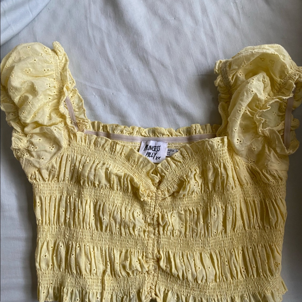 Princess Polly yellow crop summer top